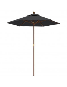 Ombrellone da Giardino con Palo in Legno Nero 196x231 cm 2