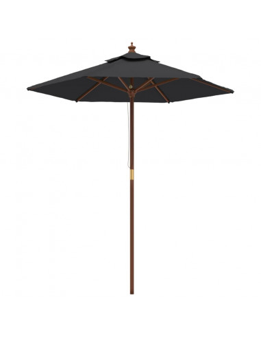Ombrellone da Giardino con Palo in Legno Nero 196x231 cm