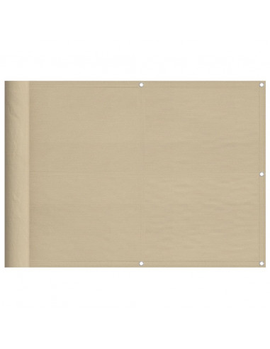 Paravento da Balcone Beige 75x1000 cm 100% Poliestere Oxford
