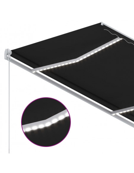 Tenda da Sole Retrattile Manuale con LED 350x250 cm Antracite