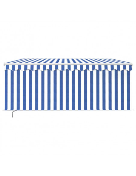 Tenda Sole Retrattile Manuale con LED 3x2,5m Blu e Bianco