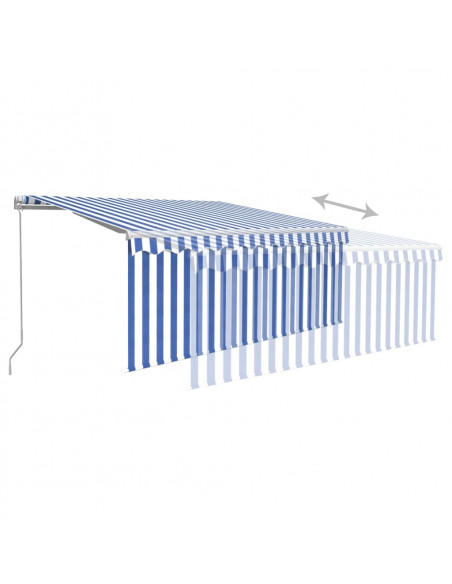 Tenda Sole Retrattile Manuale con LED 3x2,5m Blu e Bianco