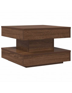 Tavolino da Caffè Girevole a 360 Gradi Marrone 50x50x34,5 cm 2