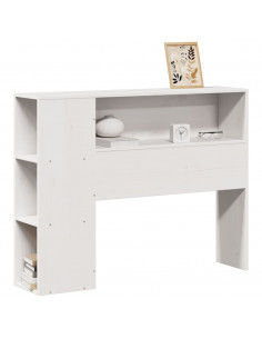 Testiera con Ripiani Bianca 75 cm in Legno Massello di Pino