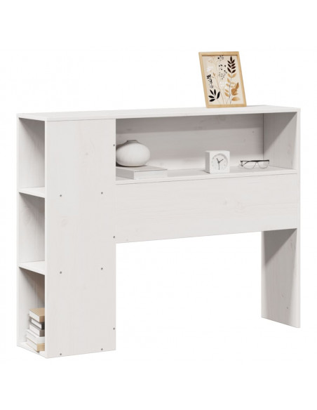 Testiera con Ripiani Bianca 75 cm in Legno Massello di Pino