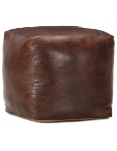 Pouf Marrone Scuro 40x40x40 cm in Vera Pelle di Capra 2