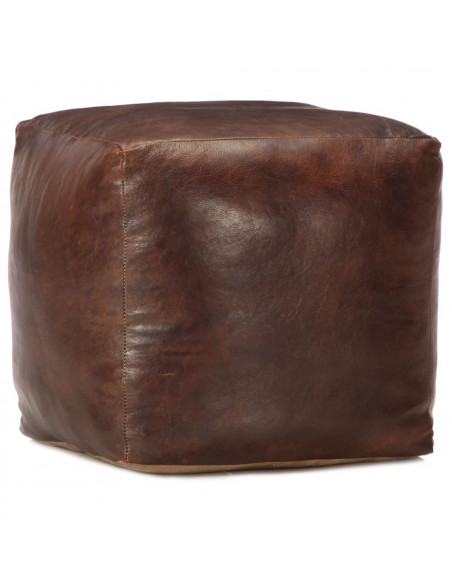 Pouf Marrone Scuro 40x40x40 cm in Vera Pelle di Capra