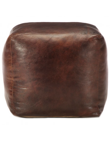 Pouf Marrone Scuro 40x40x40 cm in Vera Pelle di Capra
