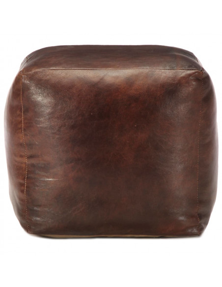 Pouf Marrone Scuro 40x40x40 cm in Vera Pelle di Capra