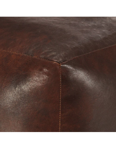 Pouf Marrone Scuro 40x40x40 cm in Vera Pelle di Capra
