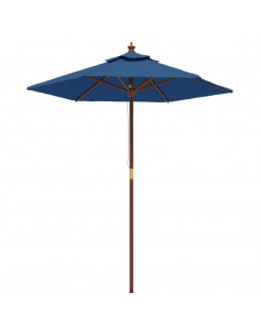 Ombrellone da Giardino con Palo in Legno Azzurro 196x231 cm 2
