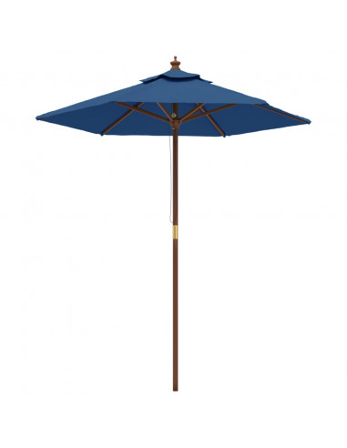 Ombrellone da Giardino con Palo in Legno Azzurro 196x231 cm