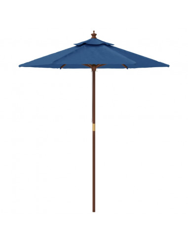 Ombrellone da Giardino con Palo in Legno Azzurro 196x231 cm
