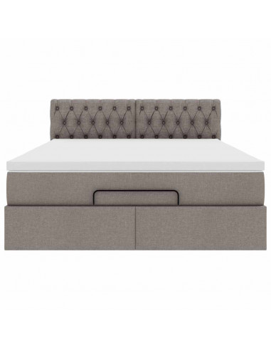 Pouf Letto con Materasso Tortora 140x190 cm in Tessuto