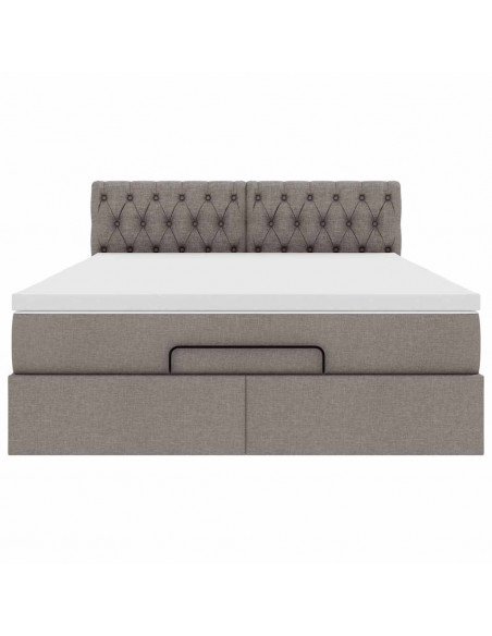 Pouf Letto con Materasso Tortora 140x190 cm in Tessuto