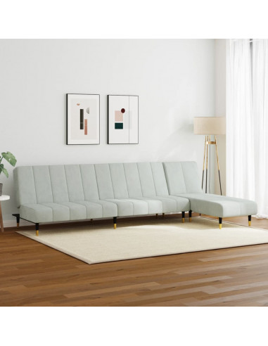 Set di Divani 2 pz Grigio Chiaro in Velluto