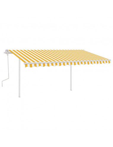 Tenda da Sole Retrattile Manuale con LED 4x3,5 m Gialla Bianca
