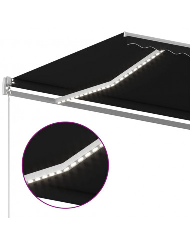 Tenda da Sole Retrattile Manuale con LED 450x300 cm Antracite