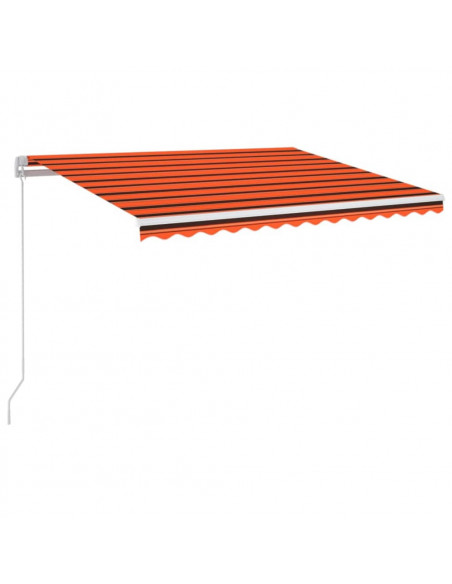 Tenda da Sole Retrattile con LED 350x250 cm Arancione e Marrone