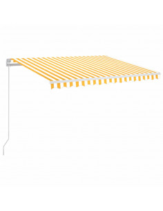 Tenda da Sole Retrattile Manuale LED 350x250 cm Gialla e Bianca 2