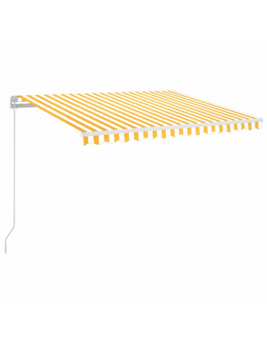 Tenda da Sole Retrattile Manuale LED 350x250 cm Gialla e Bianca