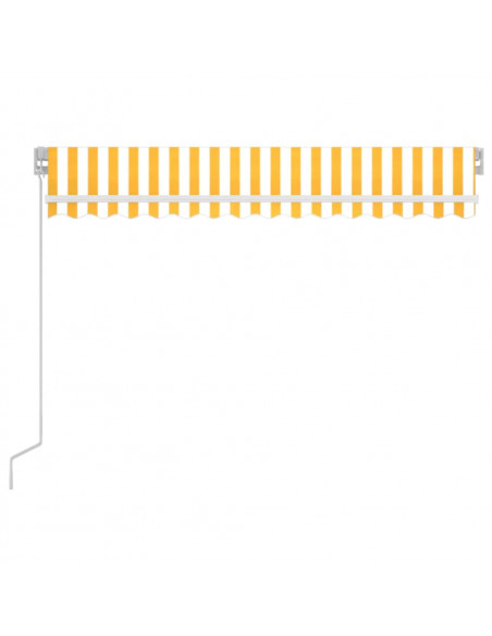 Tenda da Sole Retrattile Manuale LED 350x250 cm Gialla e Bianca
