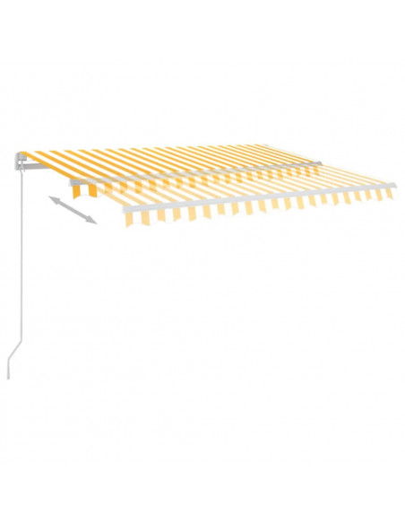 Tenda da Sole Retrattile Manuale LED 350x250 cm Gialla e Bianca