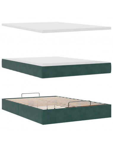 Struttura Letto Pouf con Materasso 140x190 cm in Velluto