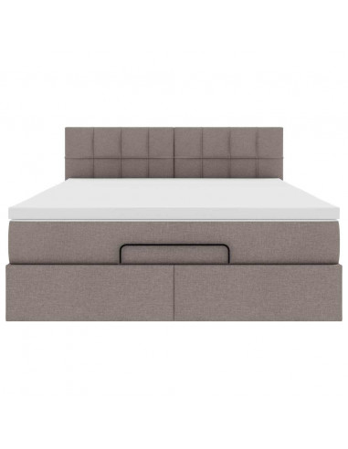 Pouf Letto con Materasso Tortora 140x190 cm in Tessuto