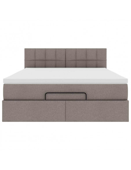 Pouf Letto con Materasso Tortora 140x190 cm in Tessuto