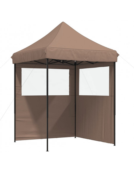 Tendone per Feste Pieghevole Pop-Up con 2 Pareti Marrone