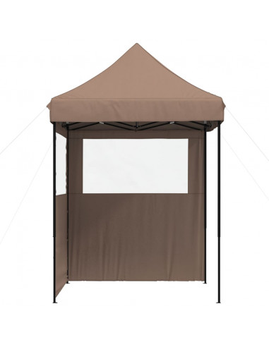 Tendone per Feste Pieghevole Pop-Up con 2 Pareti Marrone