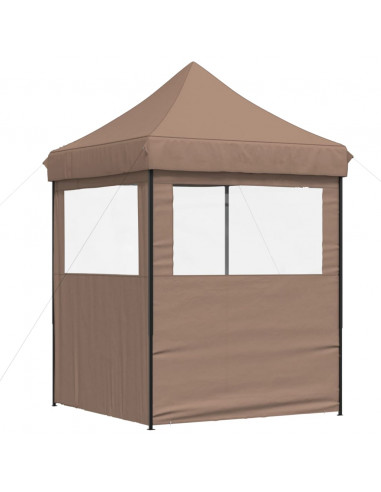 Tendone per Feste Pieghevole Pop-Up con 2 Pareti Marrone