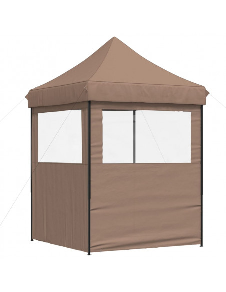 Tendone per Feste Pieghevole Pop-Up con 2 Pareti Marrone
