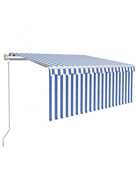 Tenda Sole Retrattile Automatica Parasole 3,5x2,5m Blu Bianco