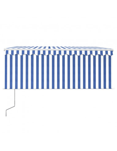 Tenda Sole Retrattile Automatica Parasole 3,5x2,5m Blu Bianco