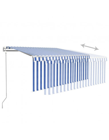 Tenda Sole Retrattile Automatica Parasole 3,5x2,5m Blu Bianco