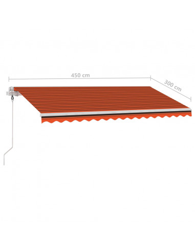 Tenda Retrattile Automatica con Palo 450x300 cm Arancio Marrone