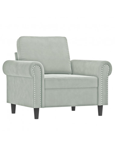 Set di Divani 4 pz con Cuscini Grigio Chiaro in Velluto