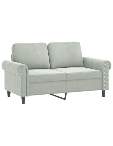 Set di Divani 4 pz con Cuscini Grigio Chiaro in Velluto