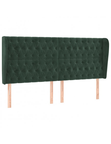Testiera ad Orecchio Verde Scuro 203x23x118/128cm in Velluto