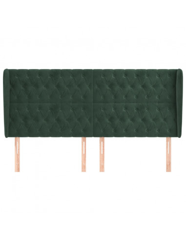 Testiera ad Orecchio Verde Scuro 203x23x118/128cm in Velluto