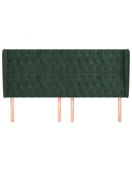 Testiera ad Orecchio Verde Scuro 203x23x118/128cm in Velluto