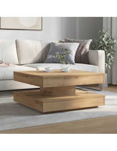 Tavolino da Caffè Girevole a 360 Gradi Artigianale 70x70x34,5cm