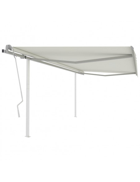 Tenda da Sole Retrattile Manuale con Pali 4,5x3 m Crema