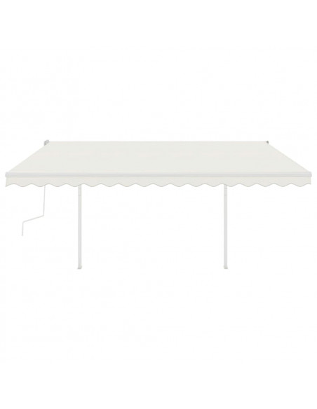 Tenda da Sole Retrattile Manuale con Pali 4,5x3 m Crema