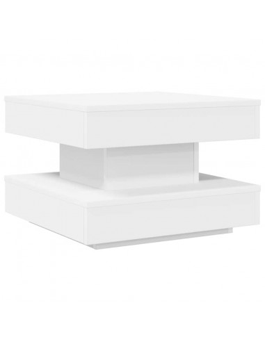 Tavolino da Caffè Girevole a 360 Gradi Bianco 50x50x34,5 cm