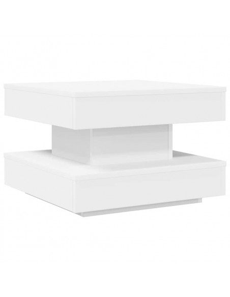 Tavolino da Caffè Girevole a 360 Gradi Bianco 50x50x34,5 cm
