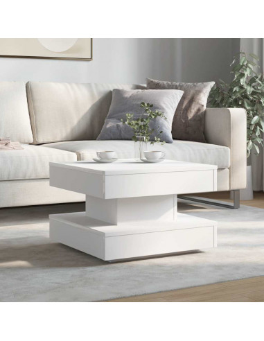 Tavolino da Caffè Girevole a 360 Gradi Bianco 50x50x34,5 cm