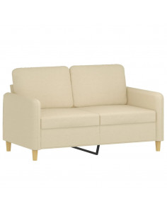 Set di Divani 3 pz con Cuscini Crema in Tessuto 2